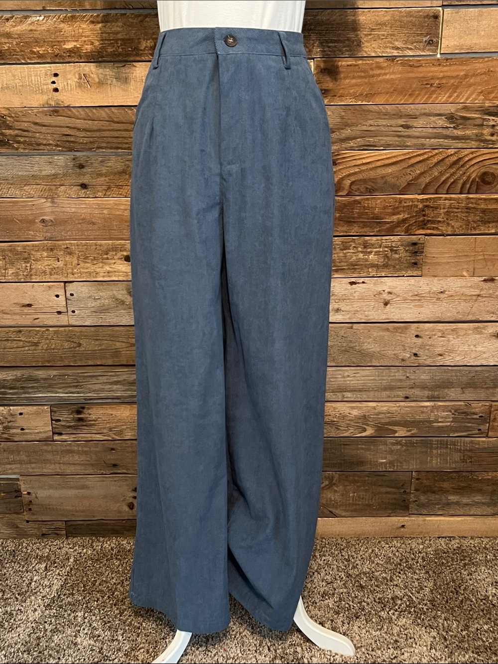 Classic Wide-Leg Women’s Corduroy Pants in Slate Blue